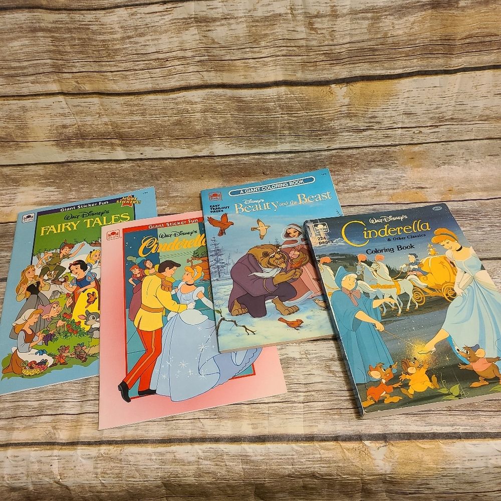 Vintage Disney Princess' Coloring Books and Sticker Books